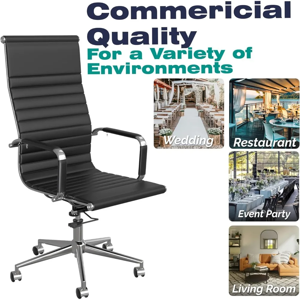 كرسي مكتب تنفيذي مريح من جلد البولي يوريثان طويل القامة مضلع مع ارتفاع قابل للتعديل وميزة دوارة