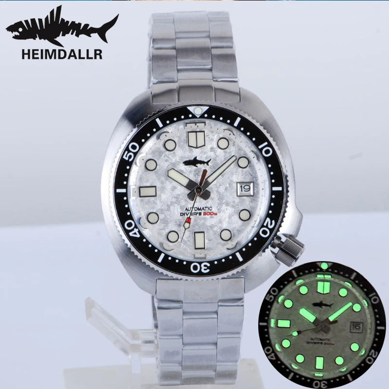 Heimdallr Turtle Abalone Men Diving Watch Luxury Luminous 200M Waterproof Sapphire Crystal NH35 Automatic Mechanical Watches