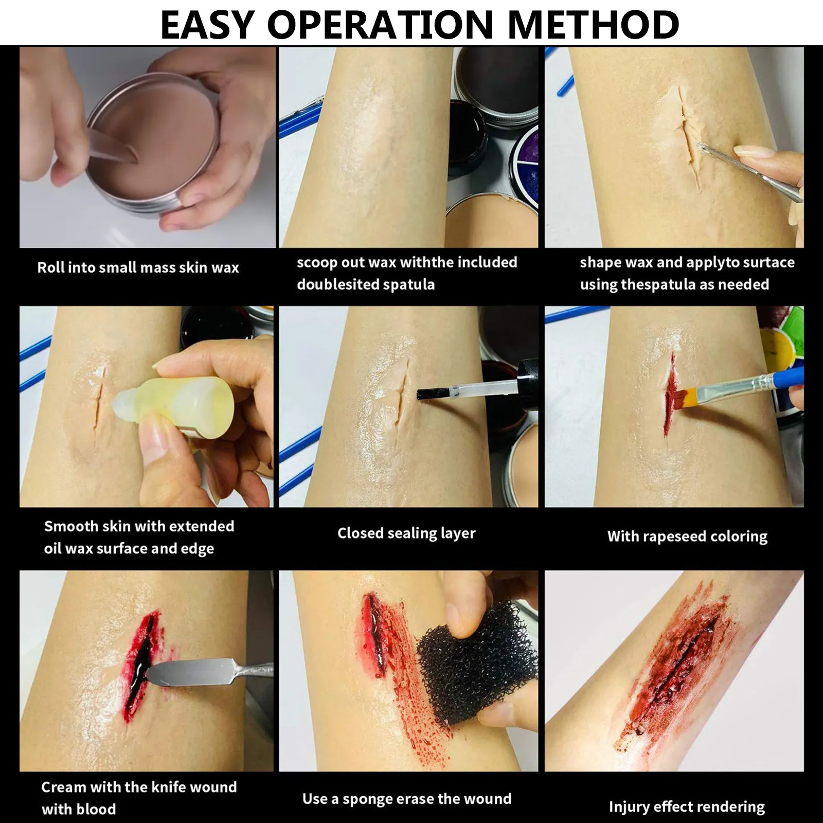 

2 шт. Воск для имитации ран и шрамов, безопасный, из премиального материала, для хоррор-фотоальбомов, сценических выступлений, ежедневных розыгрышей и художественных работ