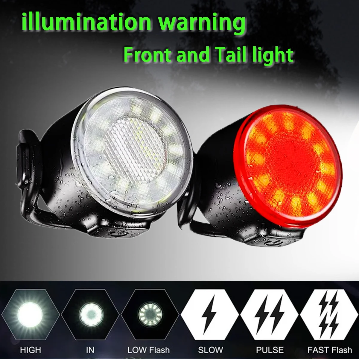 Bicycle front and rear light set 12 LED lamp beads Lamp Cycling safety warning light Waterproof  headlights MTB bike Taillight