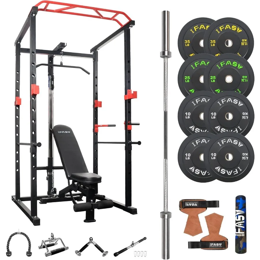 

Multifunctional Power Cage Home Adjustable Pullup Squat Rack 1000Lbs Capacity Comprehensive Fitness Barbell Rack