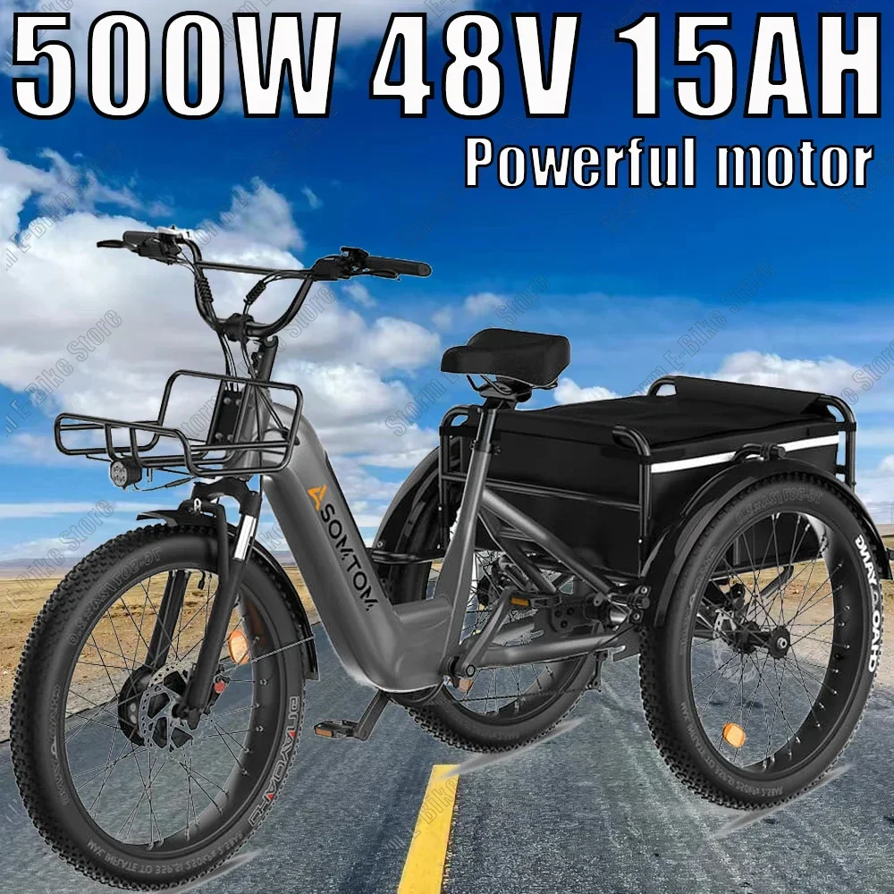 Mountain transportation Electric Bike 500W motor 48V15AH lithium battery carrying 210KG power-assisted Ebicycle cargo E-tricycle