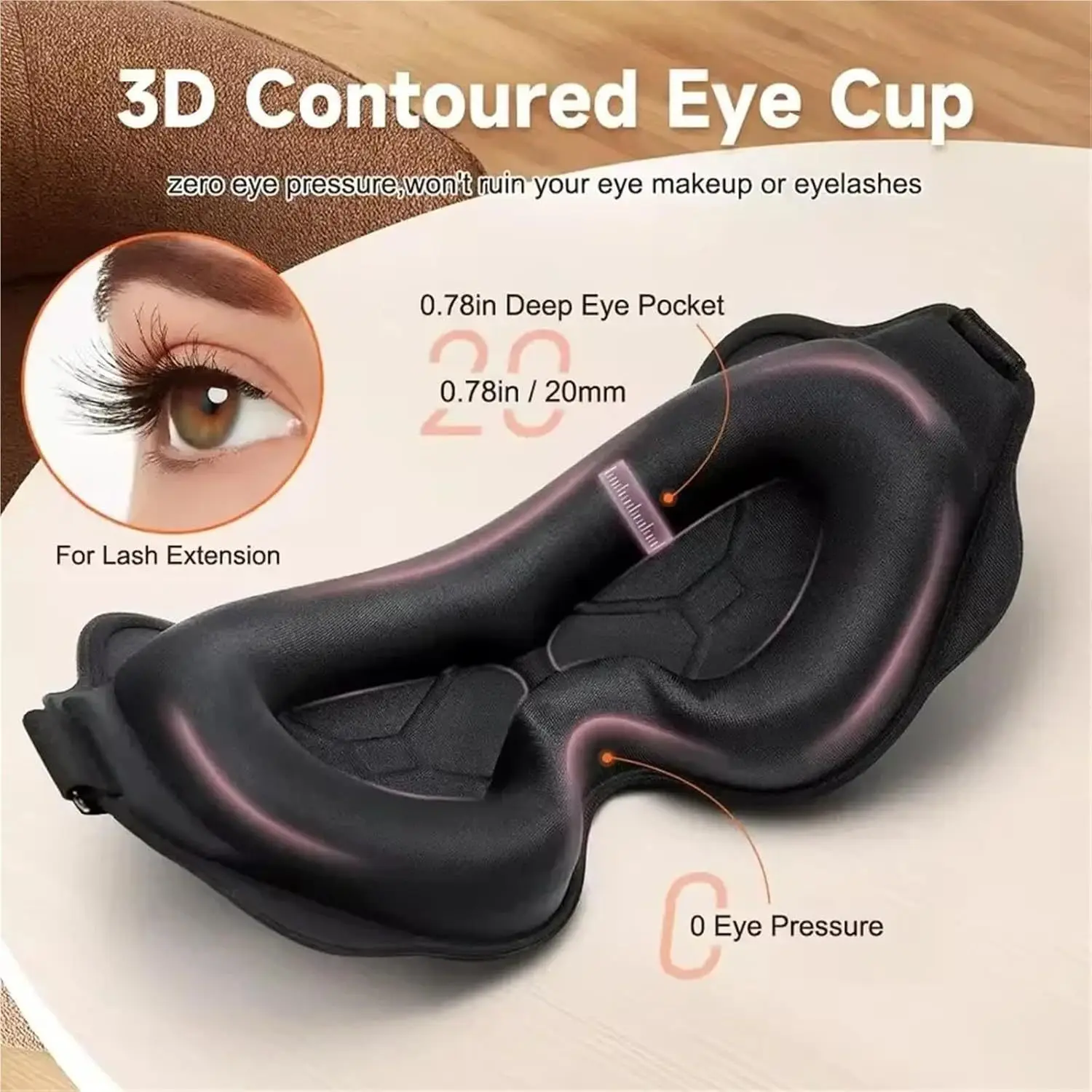 3D Sleeping Mask Block Out Light Sleep Mask For Eyes Soft Sleeping Aid Eye Mask for Travel Eyeshade Night Breathable Slaapmasker view 3