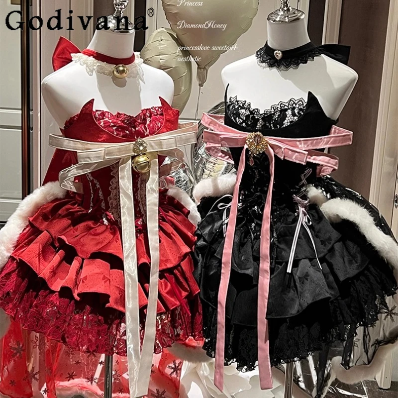 

Christmas Red Sweet Princess Dress 2025 New Women's Slim Fit Off-Shoulder Sexy Lolita Dress Ladies Birthday Party Wedding Dress