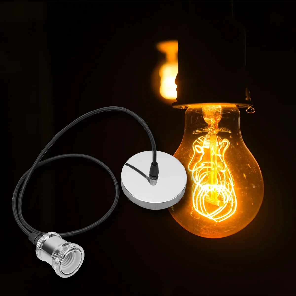 

Vintage E27 Lamp Base Retro Light Holder Chrome Finish For Home Living Room Lamp Replacement Part Lighting Accessories