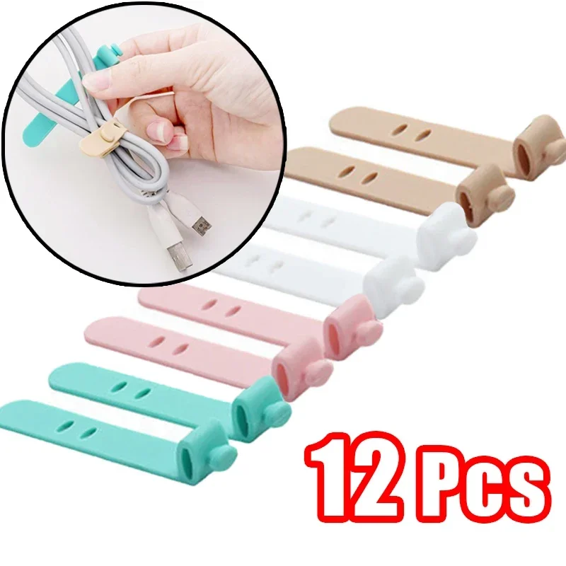 Mobile Phone Data Cable Winder Earphone Clip Charger Cable Organizer Management Soft Silicone Wire Cord Fixer Holder Wire Belt