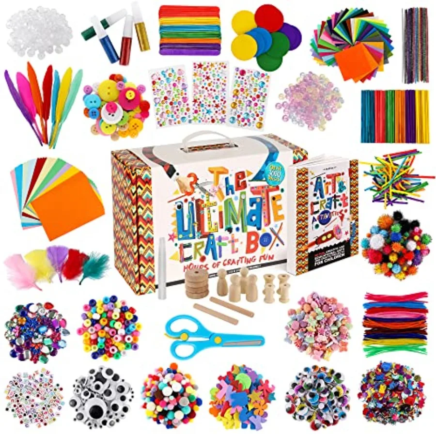 

3000+ Pcs Arts and Crafts Supplies and Materials for - Ultimate Bulk Craft Kit for Boys and Girls with 99 Activities Book for A