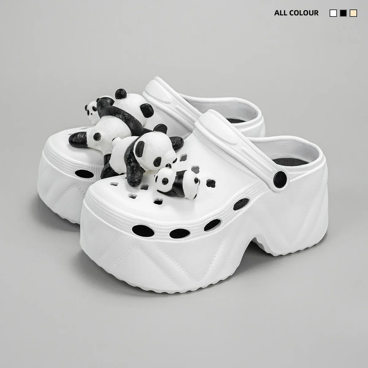 

Panda Ornamented Slides Featuring Enhanced Breathability Supportive Cushioned Platform Women's Lightweight Casual Outdoor Clogs