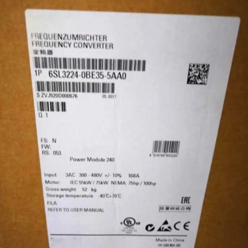 New 6SL3224-0BE35-5AA0 G120 Power Module PM 240 3AC380-480V +10/-10% 47-63HZ 6SL3 224-0BE35-5AA0