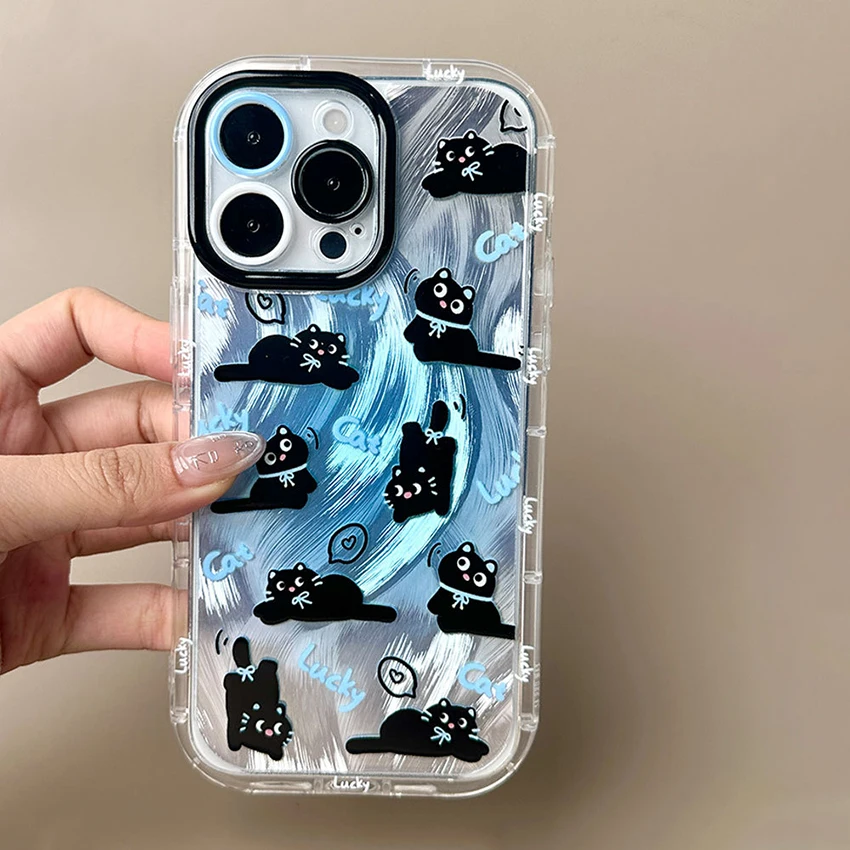 

Cute Cat Phone Case For Iphone 17 16 15 14 13 Pro 12 11 Max Plus 16Pro Full Wrap Phone Case Personalized 15Pro Cover Hard Shell