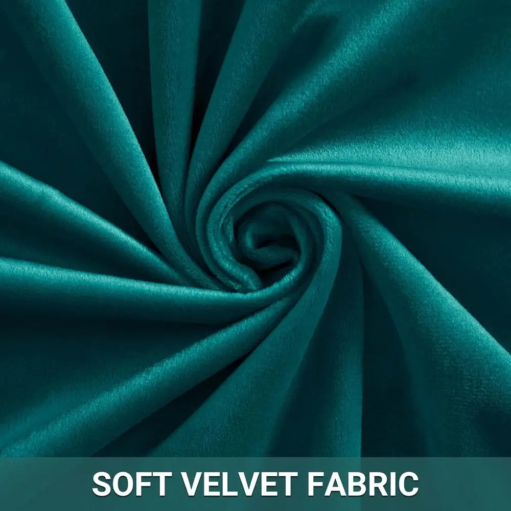 Thermal Insulated Teal Green Velvet Curtains, 2-Panel, 52x96 for Living & Bedroom with Rod Pocket and Back Tabs