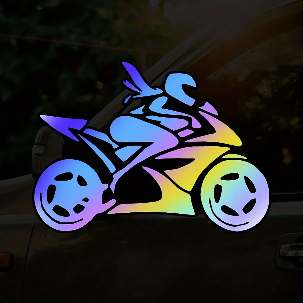 2D Flat Rider Vinyl Sticker, Matte Waterproof Decal for Car, Motorcycle, Helmet, Laptop and Skateboard