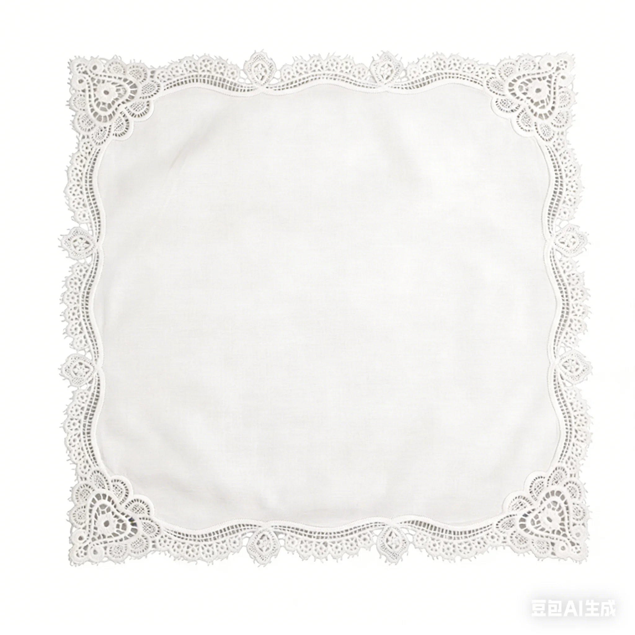 Monogrammed Handkerchief - A004 Białe bawełniane chusteczki z koronką,
