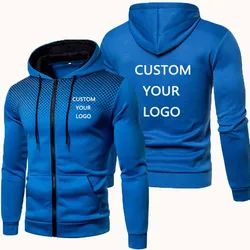 Custom LOGO Men Sweatshirt Zipper Hooded Pocket Spring Autumn Fashion Casual Streetwear Hoodies Your Design Male Cardigan Coat