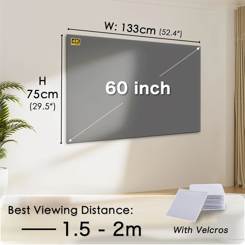 Draagbaar projectorscherm 16:9 opvouwbare projectieschermen Home Cinema House Indoor Outdoor Theater 4K HD 1080P Anti-licht plat