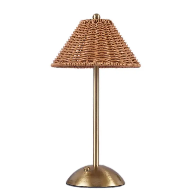 Lampada da tavolo ricaricabile a LED Luci notturne per atmosfera intrecciata in rattan vintage