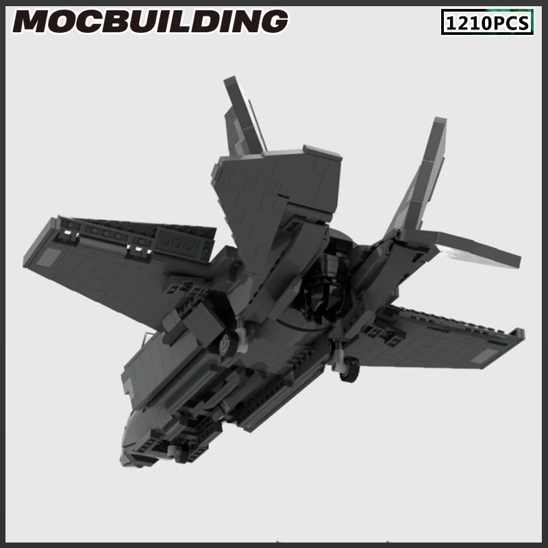 Moc blocos de construção F-35 avião modelo modular diy tijolos montar brinquedo presente natal avião coleção presente aniversário