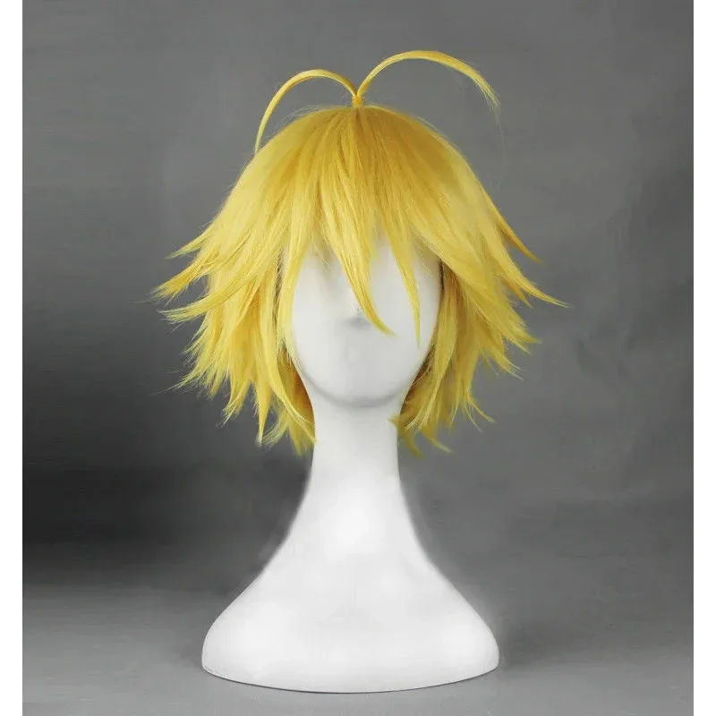 Wiwiwi 123 أنيمي Meliodas كوس خطيئة التنين من الغضب الذهبي مقاومة للحرارة الشعر تأثيري الباروكات + غطاء شعر مستعار