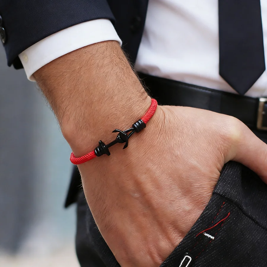 Noter Stylish Men Anchor Bracelet 8 Colors Available Grade A 4mm Milan String Charm Braslet Hiphop Rock Wrist Accessories Joias