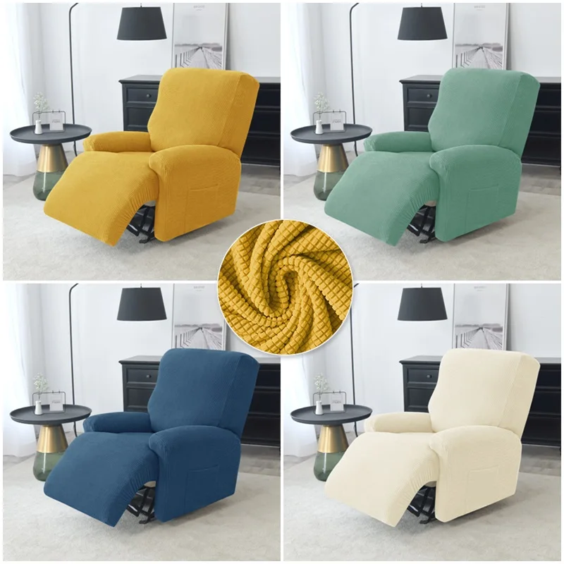 Solid Color Recliner Chair Cover Polar Fleece Non-Slip Single Sofa Covers for Living Room Lazy Boy Relax Armchair Slipcover