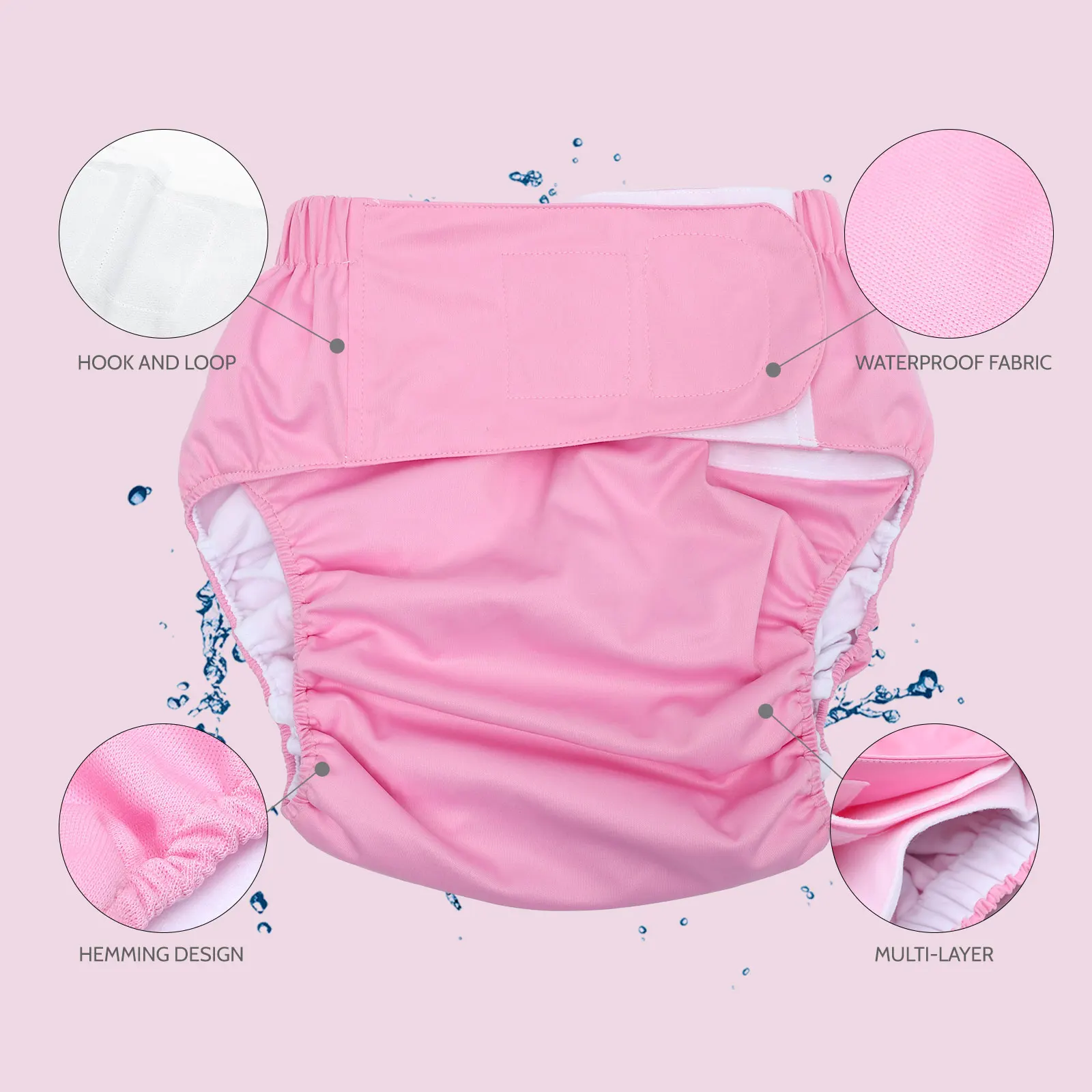 قابل للغسل ماصة مقاوم للماء قابل للتعديل الكبار القماش حفاضات قابلة لإعادة الاستخدام سلس البول بطانة للفراش كرسي متحرك حفاضات للجنسين #1