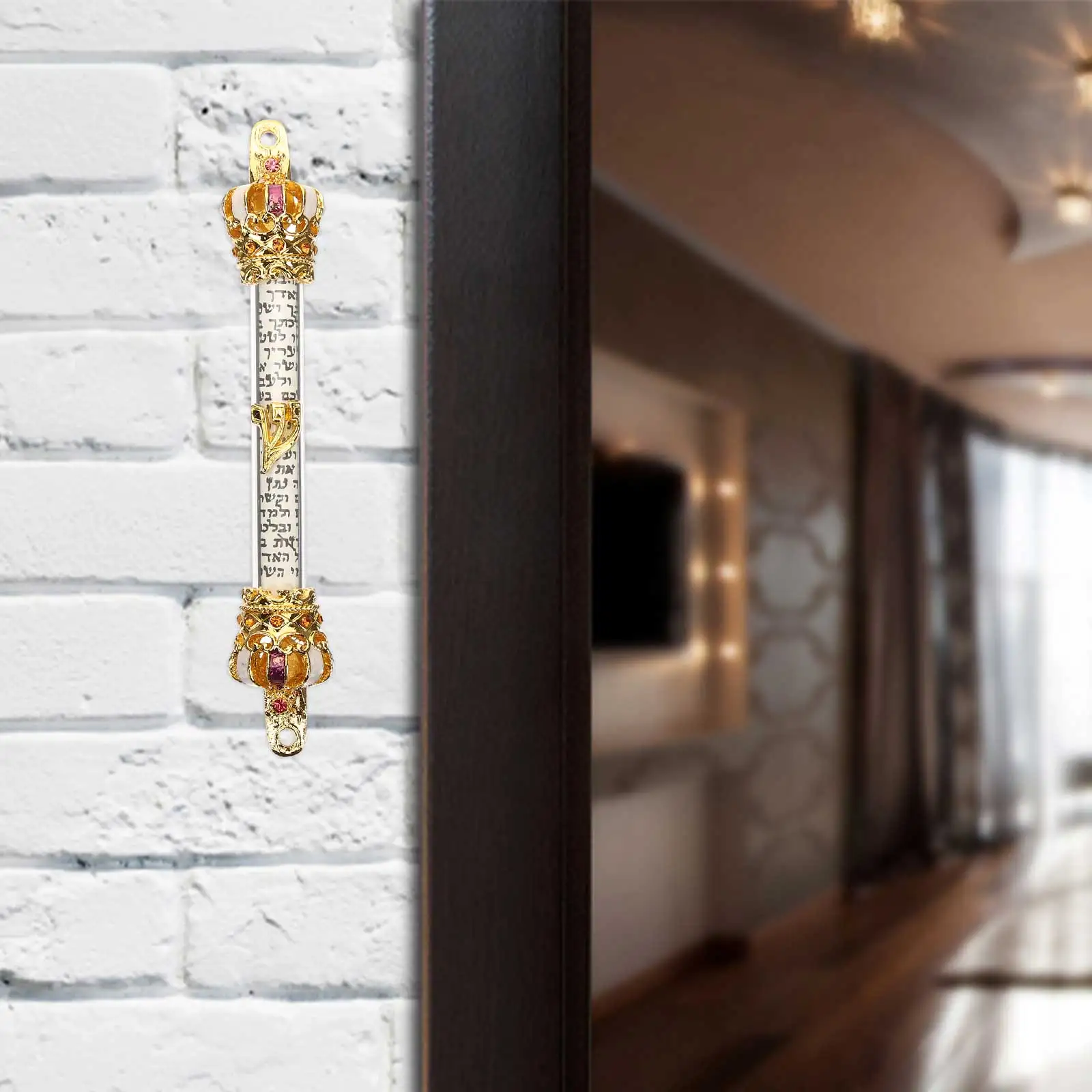 

Metal Mezuzah for Home Door Side Jewish Decor Religious Artifact Engraved Blessing Smooth Surface Round Edges Mezuzah Scroll