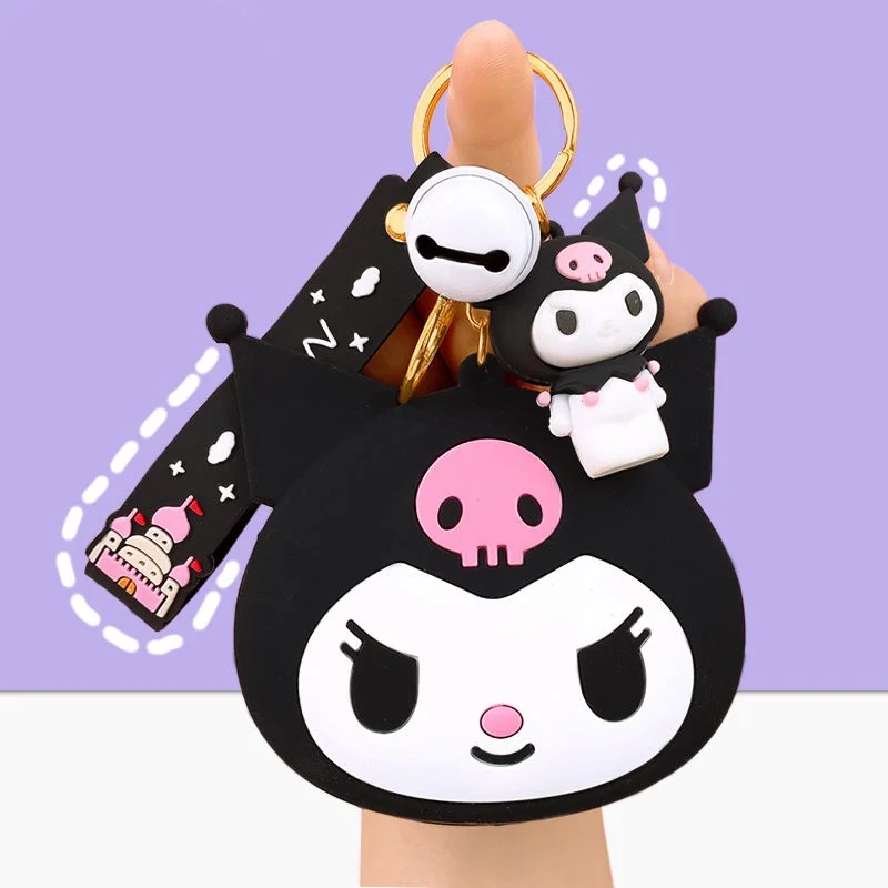 Sanrio Kuromi My melody Cinnamoroll anime peripheral cartoon cute soft plastic coin purse school bag colgante bestie accessories