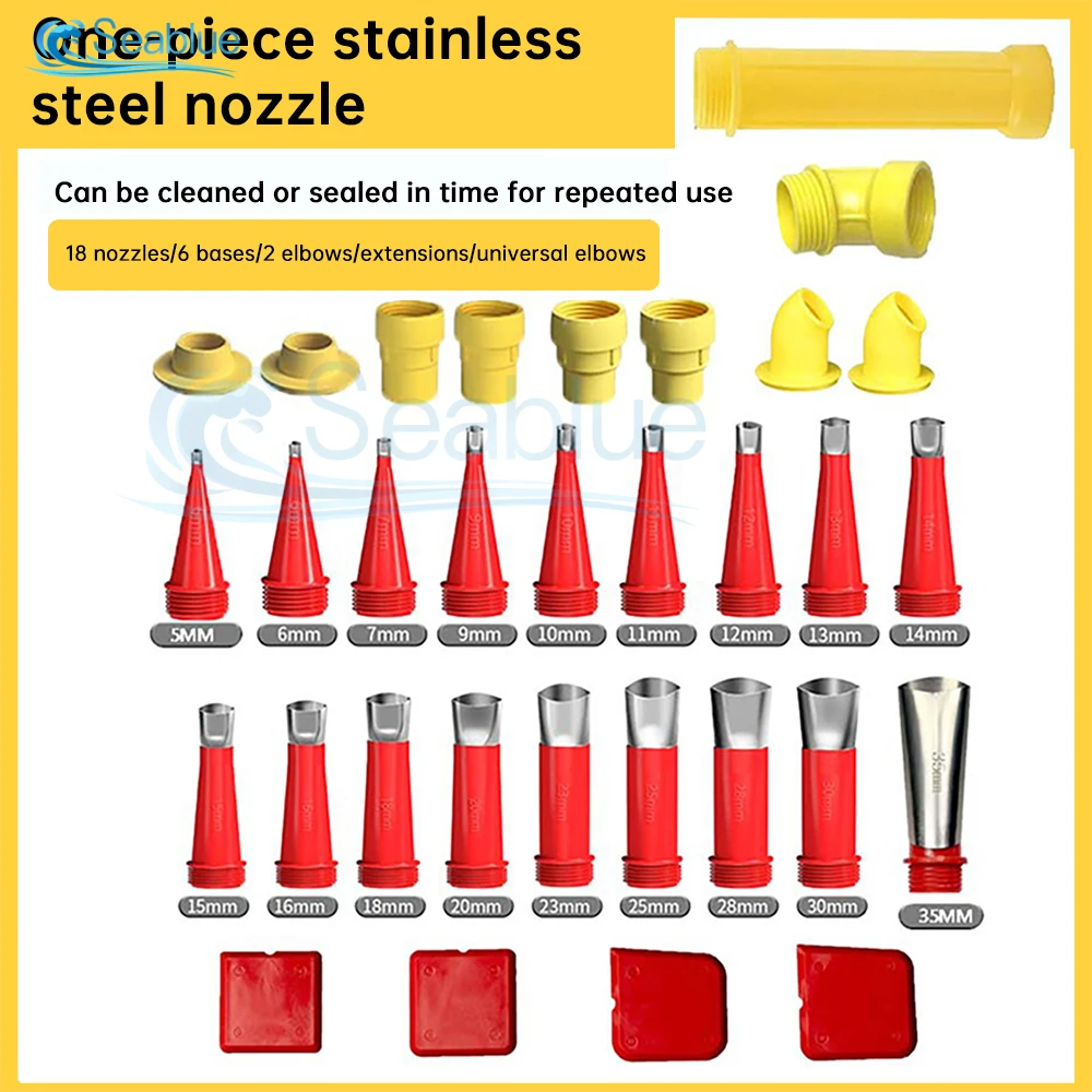 

Universal Integrated Stainless Steel Nozzle Tool Kit Reusable 18Pcs Nozzle Tool For Household Decoration Skirting Treatment