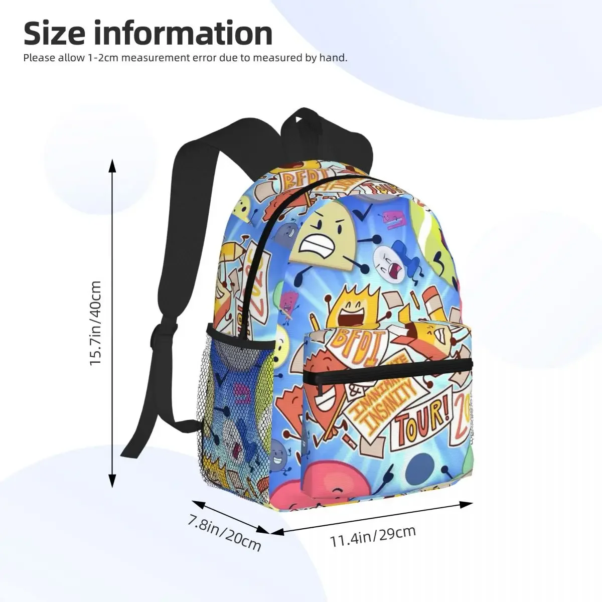 BFDI Four BFB Student Backpack School Bag Hiking Travel Daypack for Men Women Fashion Bookbag Shoulder Bags