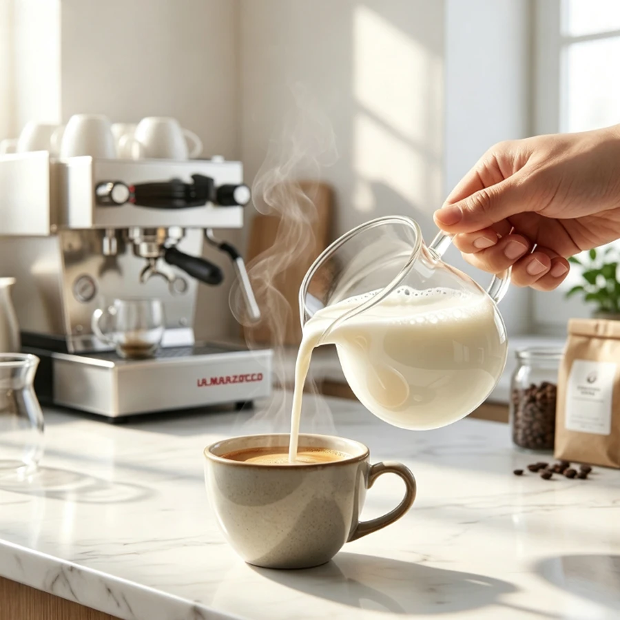 High‑Borosilicate Glass Creamer Pitcher, Clear Glass Milk Jug With Handle Spout, Small Glass Sauce Syrup Honey Pouring Cup for C