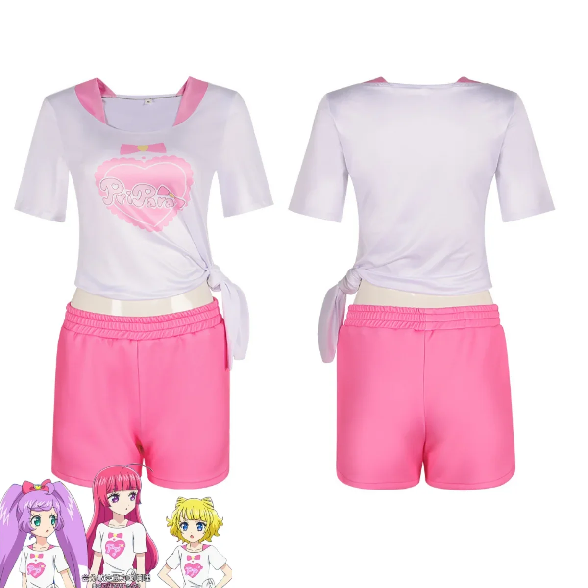 Anime Pripara Hojo Sophy Manaka Laala Minami Mirei SoLaMi♡SMILE Cosplay Costume T-shirt Shorts Wig Woman Sexy Lovely Daily Suit