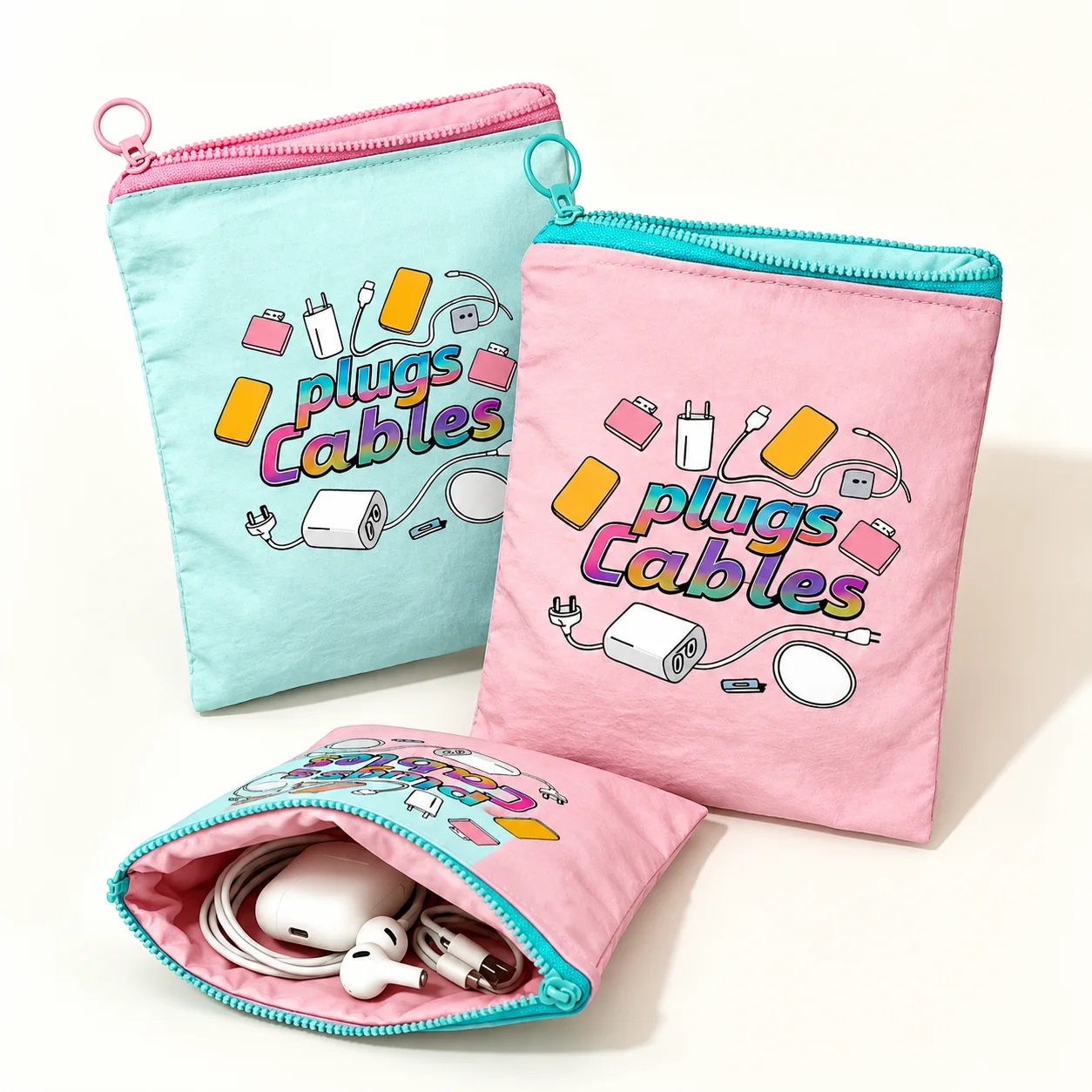 Office Tech Bag - Kadınlar için Pastel Kablo Düzenleyici Çantası,