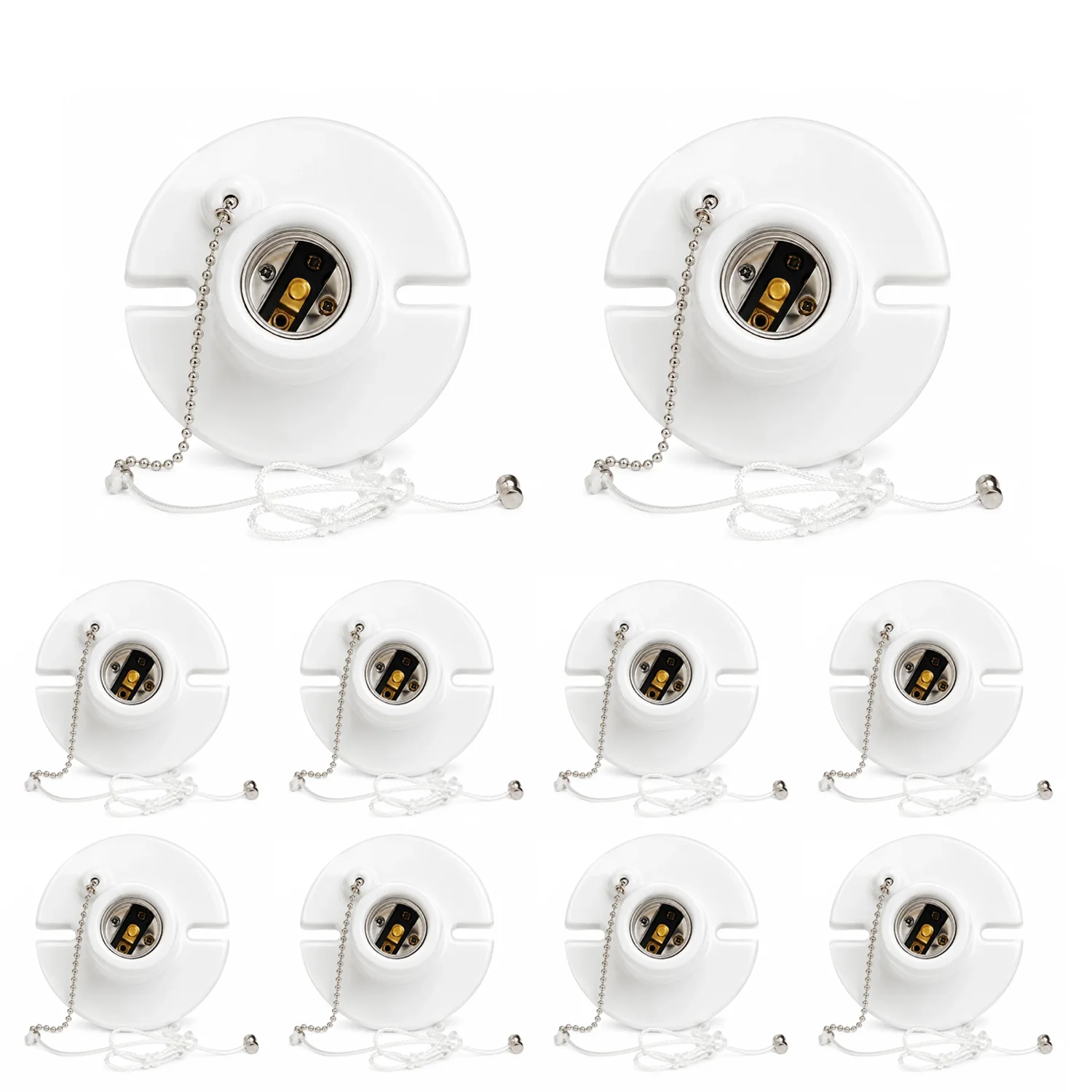 JOYINLED Porcelain Bulb Holder Top Wired Lamp Holder with Pull Chain 1/10PCS E26 E27 Lamp Base 660W Incandescent/Fluorescent/CFL