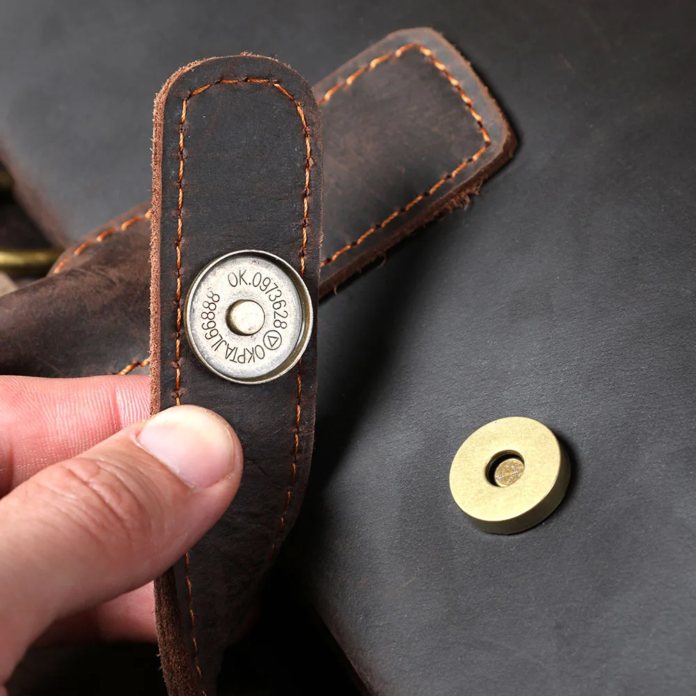 S.WORKER Handgefertigte Vintage-Leder-Aktentasche | Einfache Herren-Business-Handtasche 14" Laptop-Tasche – Detail 17