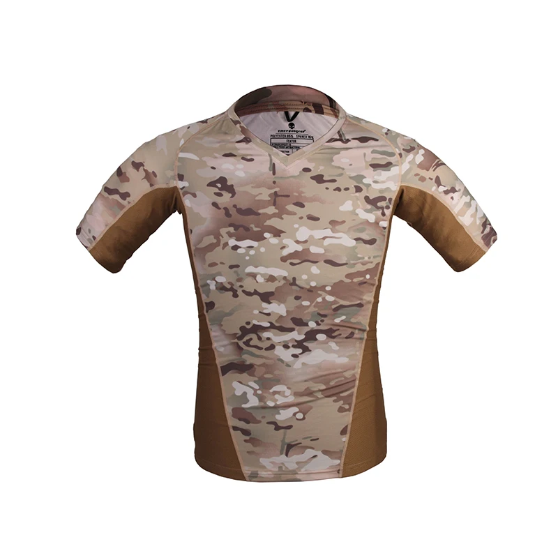 Emersongear Tactical Skin Tight Base Layer Camo Running Shirts Short Sleeve Sweatwicking T-shirt Tshirts Hiking Sport Casual MC