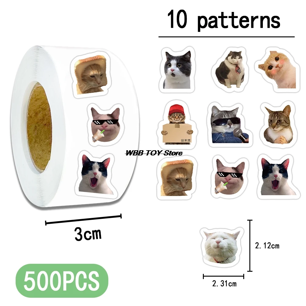 500pcs/roll Cute Cat expression stickers room decor wall art Wedding venue decoration school teacher supplies reward stickers