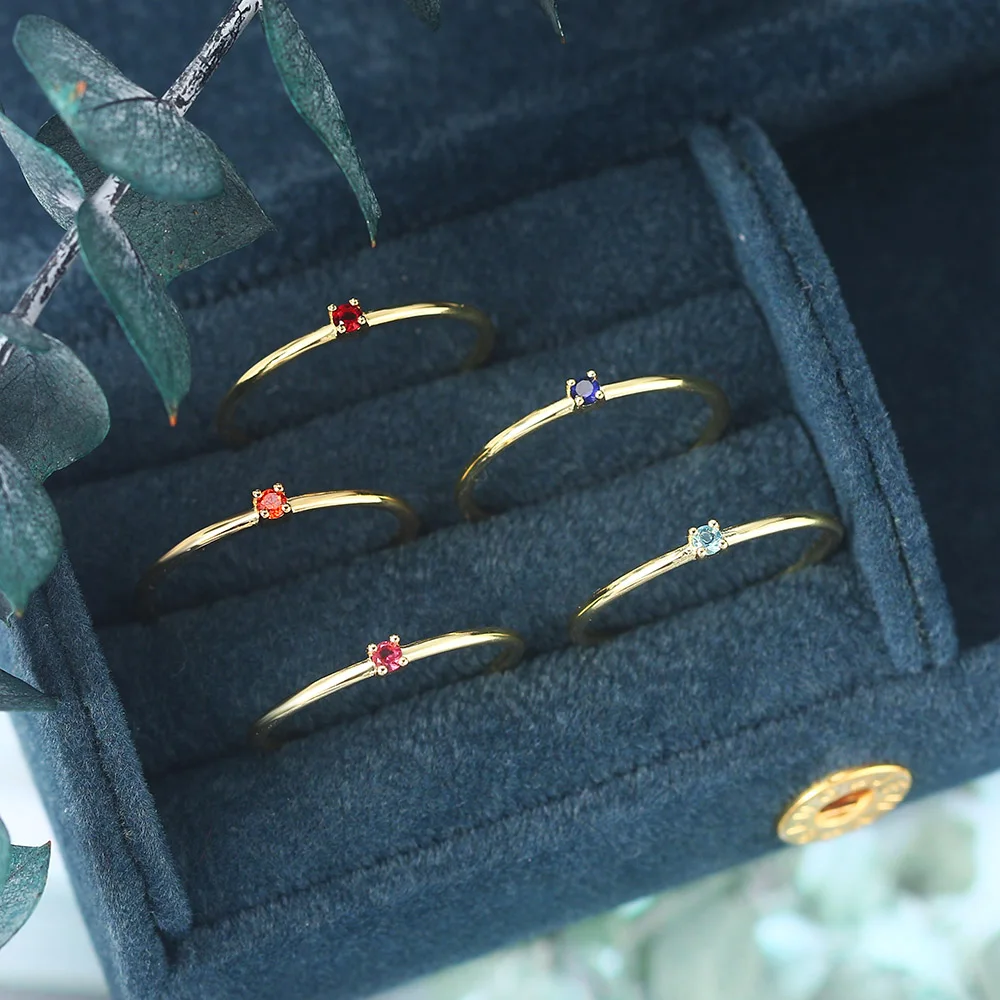 Little Thin Dainty Pinky Rings For Women Gold Color Zirconia Wedding Engagement Bride Finger Ring Jewellry Fashion Jewelry R246