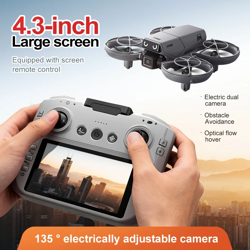 D36 Drone 4K HD Aerial Photography Dual Cameras Screen RC Quadcopter with Dynamic Lighting Optical Flow UAV Toys Gifts