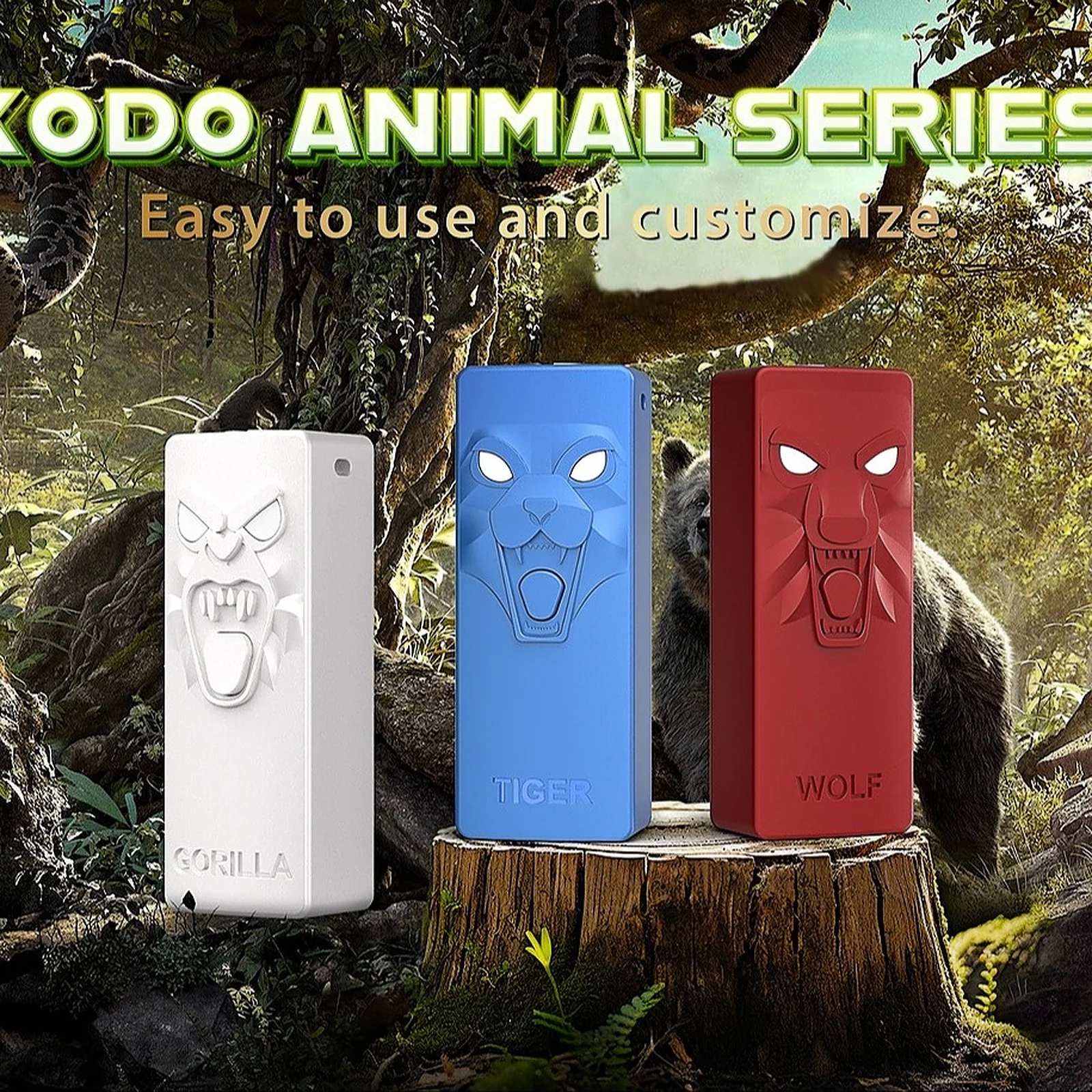 

10pcs Original Yocan Kodo Animal Box Mod 900 mAh Battery Variable Voltage 2.5V-3.8V Carts Battery For 510 Thread oils Cartridge