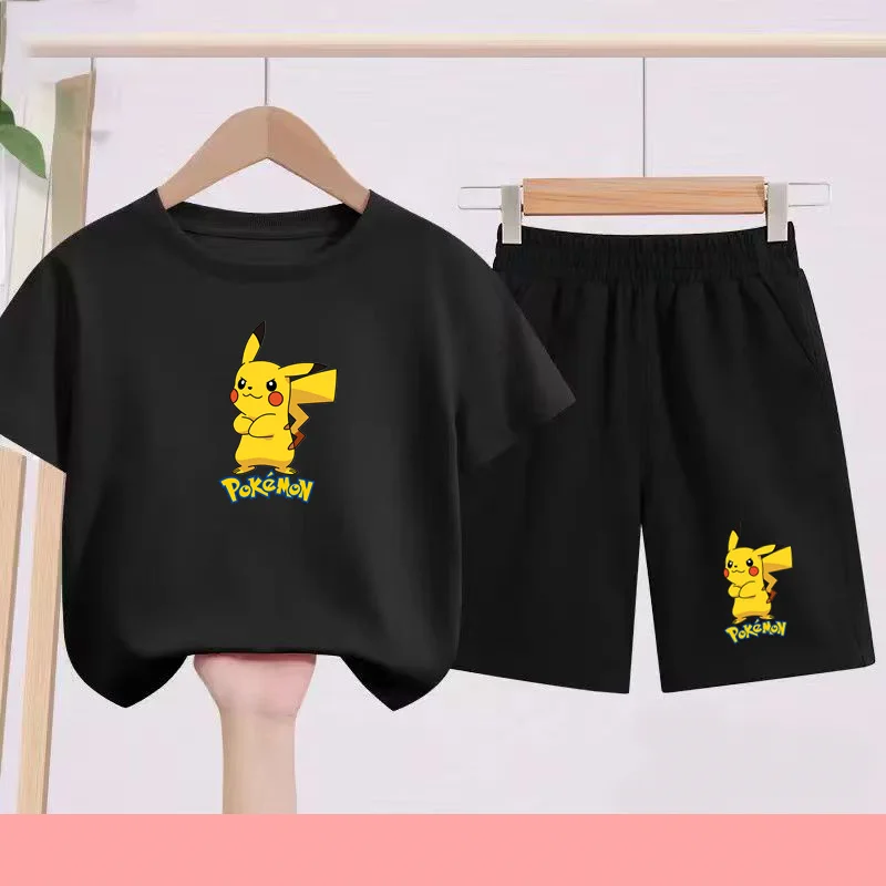 Children's Outdoor Sports T-shirt with Cartoon Little Mouse Pattern, Suitable for 3-13 Years Old, Including Sports Shorts Set.