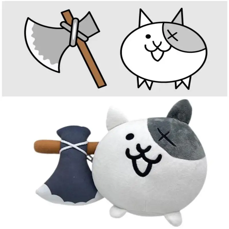 O brinquedo de pelúcia Battle Cats para crianças, gato fofo macio recheado dos desenhos animados, brinquedos para crianças, aniversário e presente de Natal 33cm