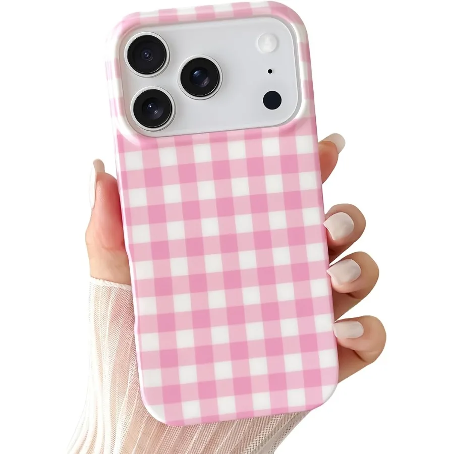 

Чехол для iPhone 17 Pro, милый эстетический чехол для телефона в мелкую клетку, мягкий тонкий противоударный чехол из ТПУ для женщин и девочек 6,3 дюйма