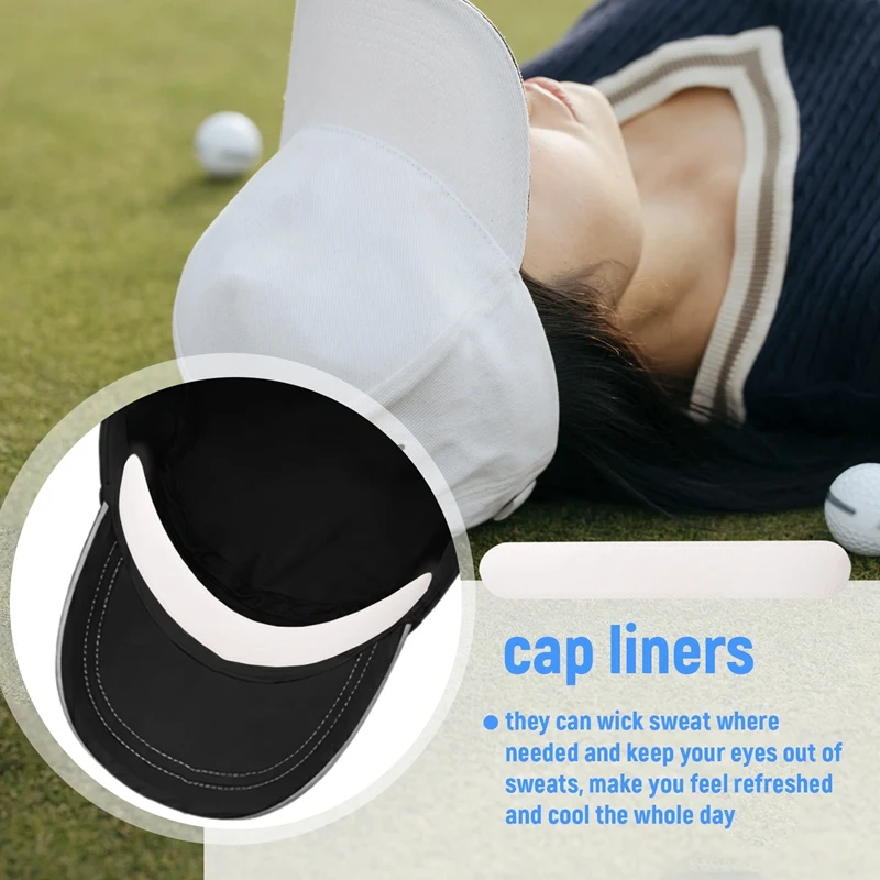 30Pcs/Set Golf Hat Liner Cap Protection Insert Headband Sweatband Disposable Hat Liner Moisture Absorbing Sweat Pads