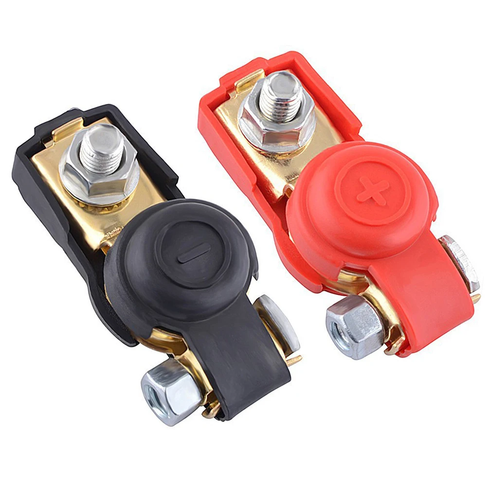 2pcs Car Battery Terminal Connector Positive Negative Wire Post Clamp Auto Battery Cable Terminal Top Post Clamp Accessories