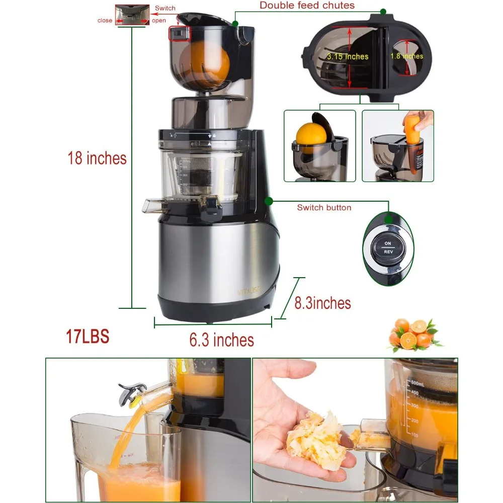 Haoyunma Kauwen Juicer, Hele Slow Juicer Extractor Door, Koude Pers Juicer Machine,Anti-Oxidatie Voor Fruit En Vege