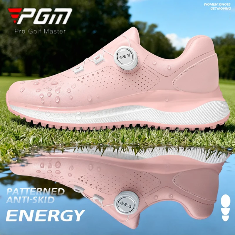 

PGM Golf Shoes Women Waterproof Knob Buckle Sneaker Non-slip Cushioned Golfer Footwear Ladies Lightweight EVA Sports Shoes