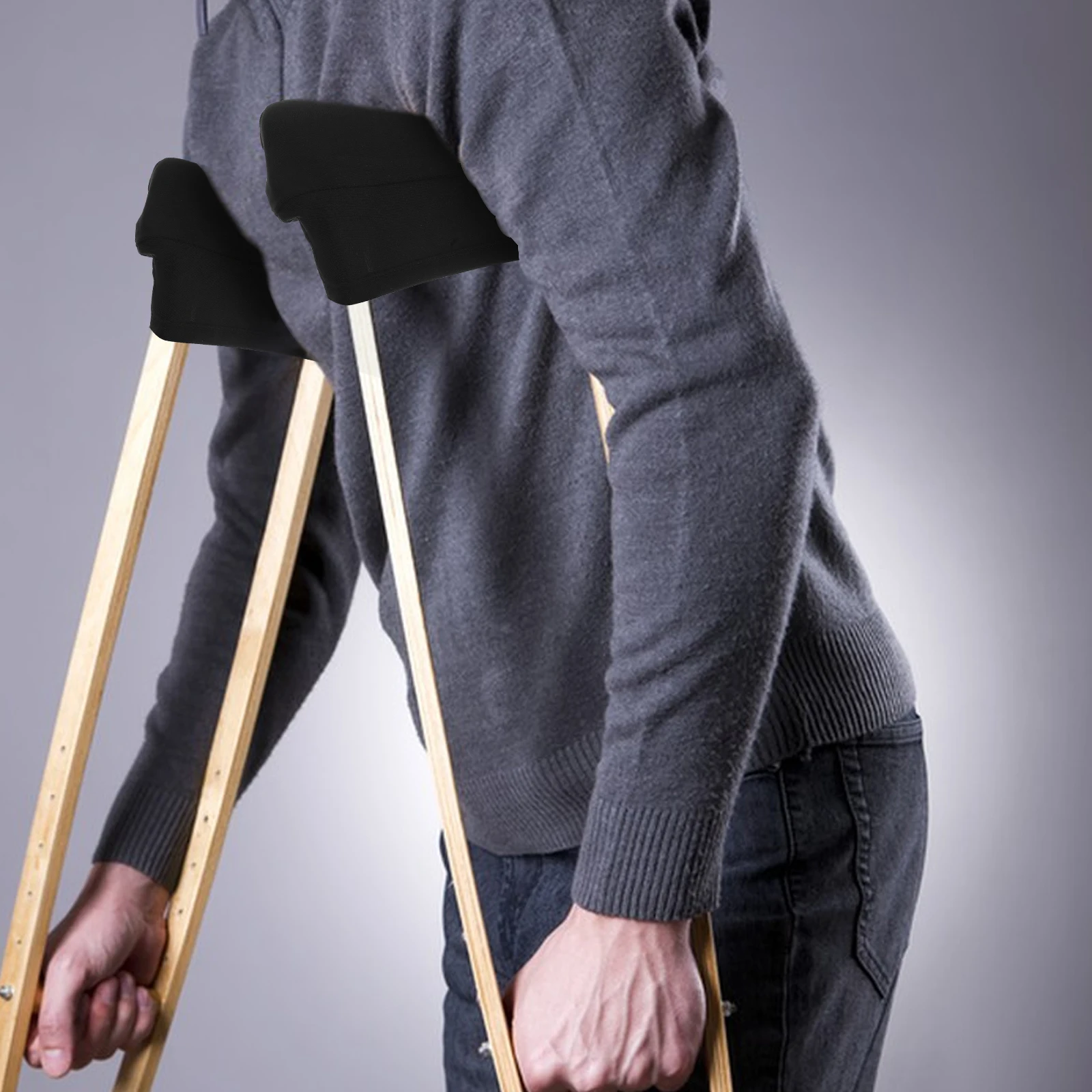 

1 Set Durable Underarm Crutch Cushion Reusable Walking Stick Pad Supple Crutch Support Non-Slip Handle Grip For Medical Crutches