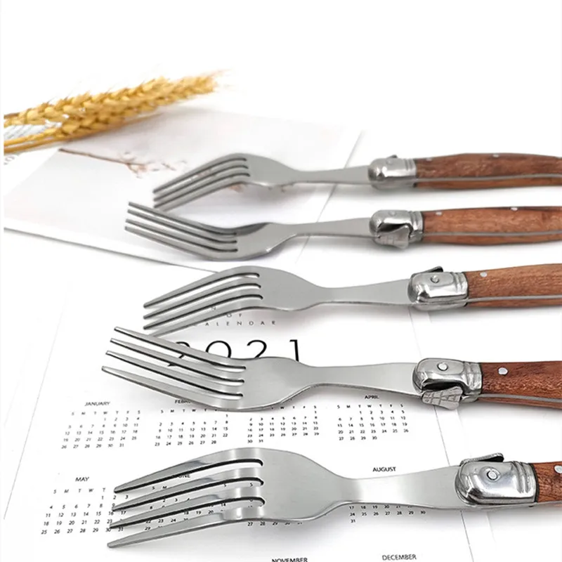 Stainless steel Laguiole Wooden Table Knives Steak Dinner Knifes Wood handle Japanese Cutlery Korean Dinnerware 6-10pcs 9inch