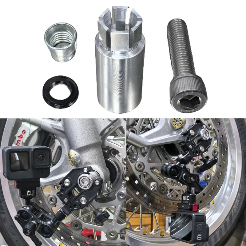 

Комплект креплений для экшн-камеры на мотоцикл: на переднюю ось, с шестигранным креплением и болтом из нержавеющей стали, для съемки с ультранизкого ракурса