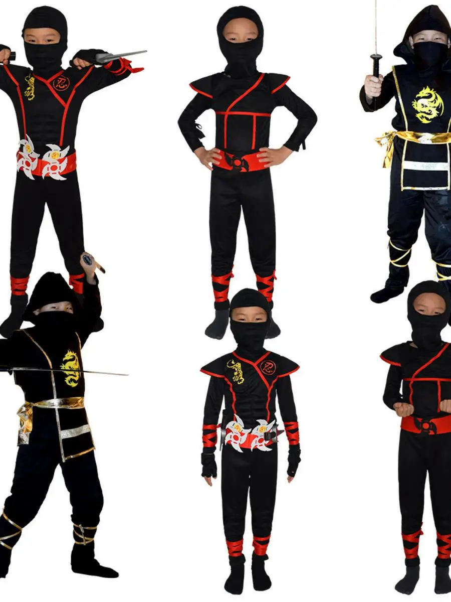 Nieuwe Halloween Kinderprestatiekostuum Ninja Nightwalker Cosplay Pak Yanguo Polyester Winter Stage Performance Outfit